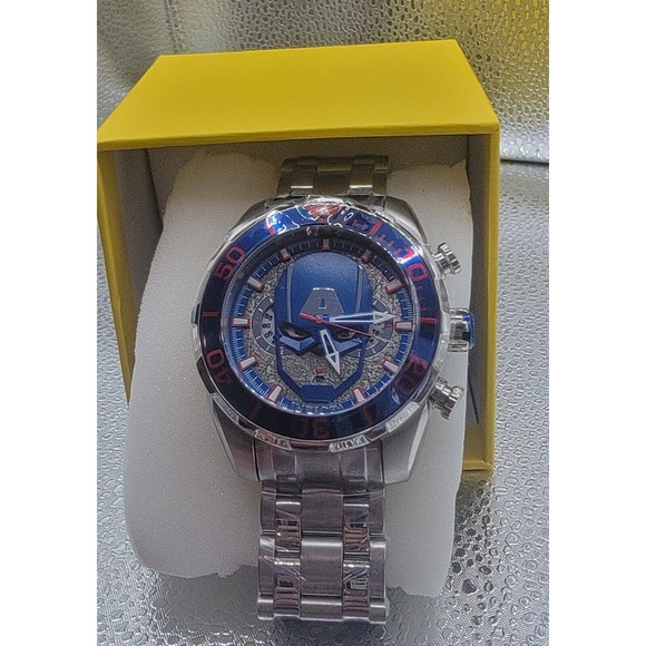 Invicta Men's Captain America 50mm Blue Dial Quartz Watch‎ - Picture 1 of 7